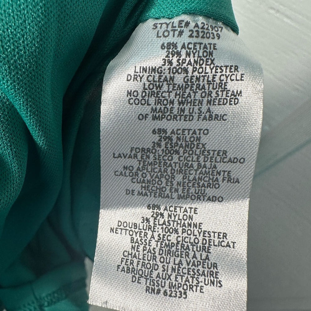 Betsy & Adam Women’s Green Cap Sleeve Dress Size 2 NWT - Picture 11 of 12